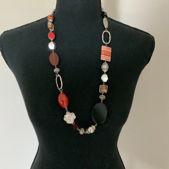 Premier Designs "Ignite" Multi Colored Silver Tone Necklace - Picture 5 of 6